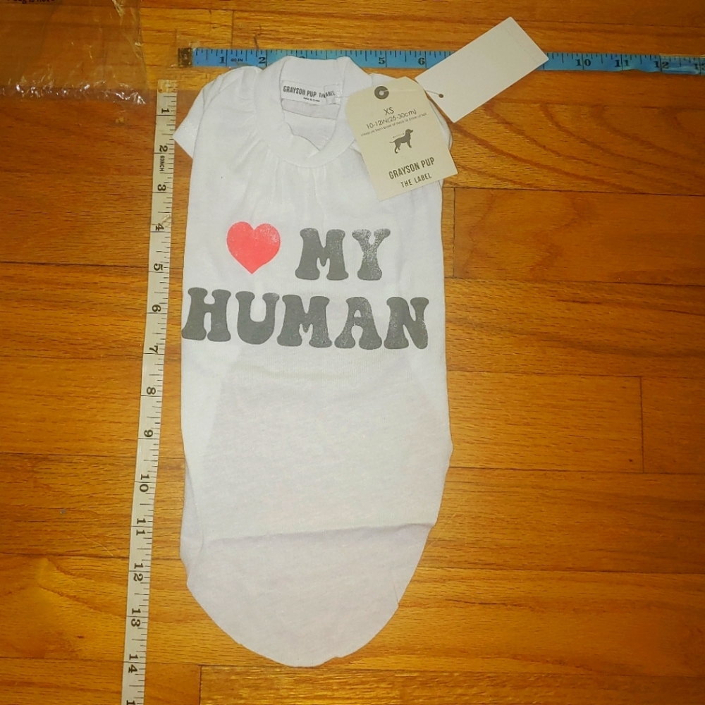 $5 White Grayson Pup Love ❤ My Human Dog Tee T-Shirt